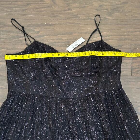 J. Crew Pleated Midi Dress in Metallic Lace Size 16 NEW - Picture 5 of 9